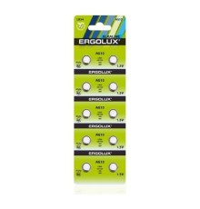 Ergolux AG10  BL-10 (AG10-BP10, LR54 /LR1130 /189 /389 батарейка для часов)(10 шт. в уп-ке)