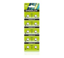 Ergolux AG13  BL-10 (AG13-BP10, LR44 /LR1154 /A76 /357 батарейка для часов)(10 шт. в уп-ке)