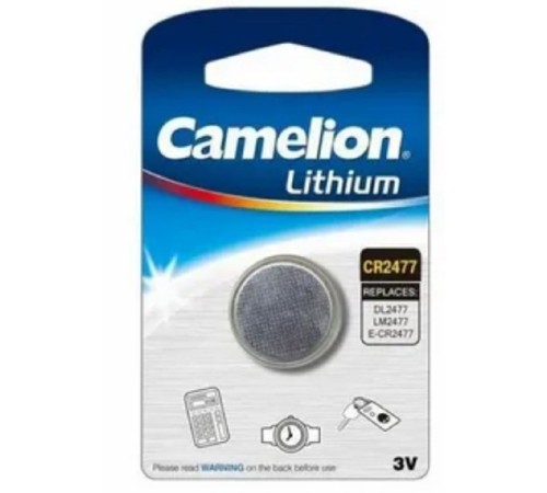 Camelion CR2477 BL-1 (CR2477-BP1, батарейка литиевая,3V) (1 шт. в уп-ке)