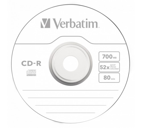 Диск CD-R Verbatim 700Mb 52x Cake Box (100шт) (43411)