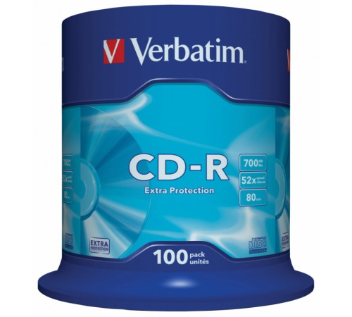 Диск CD-R Verbatim 700Mb 52x Cake Box (100шт) (43411)