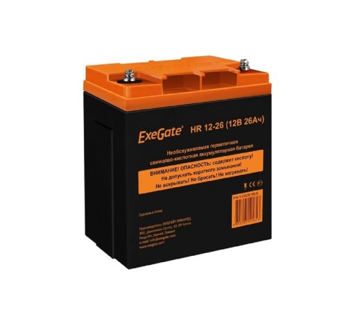 Exegate EX282973RUS Аккумуляторная батарея ExeGate HR 12-26 (12V 26Ah, под болт М5)