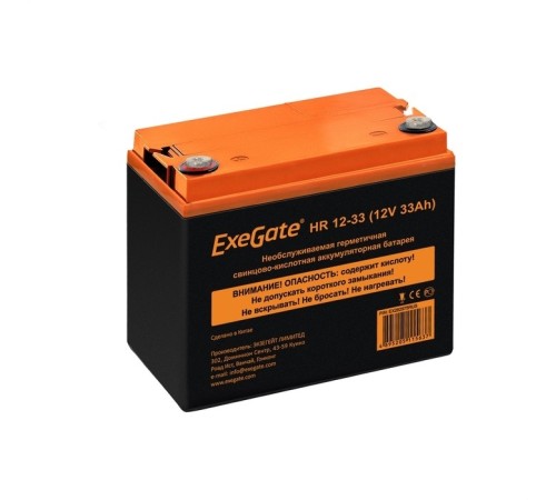 Exegate EX282975RUS Аккумуляторная батарея ExeGate HR 12-33 (12V 33Ah, под болт М6) Exegate EX282975RUS Аккумуляторная батарея ExeGate HR 12-33 (12V 33Ah, под болт М6)