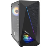 Exegate EX293016RUS Корпус Miditower ExeGate EVO-8225-NPX700 (ATX, БП 700NPX с вент. 12см, 2*USB+1*USB3.0, черный, 2 вент. с RGB подсветкой и полоса на передней панели, боковая панель - закаленное сте