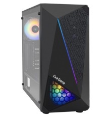 Exegate EX293016RUS Корпус Miditower ExeGate EVO-8225-NPX700 (ATX, БП 700NPX с вент. 12см, 2*USB+1*USB3.0, черный, 2 вент. с RGB подсветкой и полоса на передней панели, боковая панель - закаленное сте