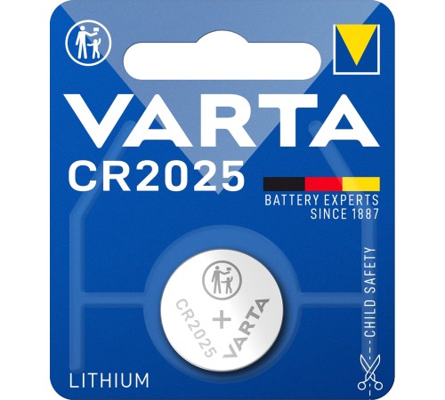 Батарейка Varta ELECTRONICS CR2025 BL1 Lithium 3V (6025) (1/10/100) Varta PRIMARY LITHIUM CR2025 (06025101401)