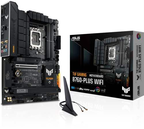 Материнская плата ASUS TUF GAMING B760-PLUS WIFI, LGA1700, B760, 2*DDR5, HDMI+DP, 4xSATA3 + RAID, M2, Audio, Gb LAN, USB 3.2, USB 2.0, ATX; 90MB1ER0-M0EAY0 (TUF GAMING B760-PLUS WIFI)