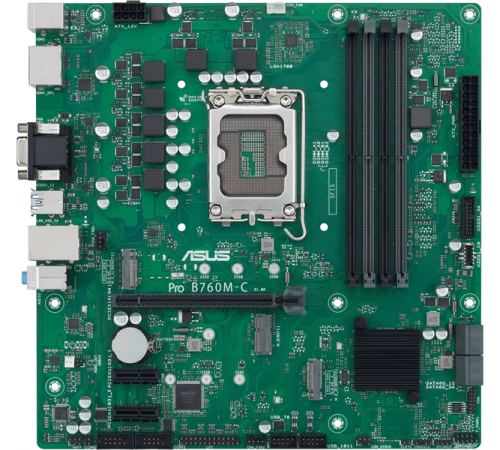 Материнская плата ASUS PRO B760M-C-CSM, LGA1700, B760, 4*DDR5, 2DP+HDMI+VGA, 4xSATA3 + RAID, M2, Audio, Gb LAN, USB 3.2, USB 2.0, mATX; 90MB1DX0-M0EAYC (PRO B760M-C-CSM)