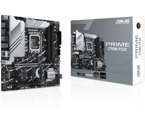 Материнская плата ASUS PRIME Z790M-PLUS, LGA1700, Z790, 4*DDR5, HDMI+DVI+DP, CrossFireX, SATA3 + RAID, Audio, Gb LAN, USB 3.2, USB 2.0, COM*1 header (w/o cable), mATX ; 90MB1E70-M0EAY0 (PRIME Z790M-PLUS)