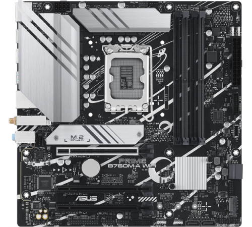 Материнская плата ASUS PRIME B760M-A WIFI, LGA1700, B760, 4*DDR5, HDMI+DP, 4xSATA3 + RAID, M2, Audio, Gb LAN, USB 3.2, USB 2.0, mATX; 90MB1EL0-M0EAY0 (PRIME B760M-A WIFI)