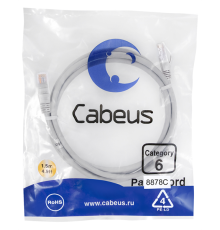 Патч-корд u/utp, категория 6, 2xrj45/8p8c, 1,5 м Cabeus PC-UTP-RJ45-Cat.6-1.5m-LSZH Патч-корд U/UTP, категория 6, 2xRJ45/8p8c, неэкранированный, серый, LSZH, 1.5м (PC-UTP-RJ45-Cat.6-1.5m-LSZH)
