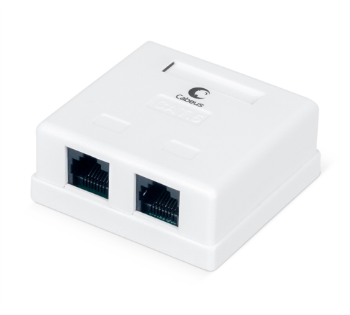 Розетка компьютерная rj-45(8p8c), категория 6, двойная Cabeus WS-8P8C-Cat.6-2 Розетка компьютерная RJ-45(8P8C), категория 6, двойная, внешняя, Dual IDC (WS-8P8C-Cat.6-2)
