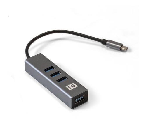 Exegate EX293987RUS USB-Хаб (концентратор) ExeGate DUB-4TC (кабель-адаптер USB Type C --> 4xUSB3.0, Plug&Play, серебристый)