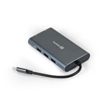 Exegate EX293985RUS Док-станция ExeGate DUB-31C/MAX (кабель-адаптер USB Type-C --> 3xUSB3.0 + Card Reader + PD 100W + HDMI 4K@30Hz + VGA + Audio + Lan RJ45 10/100/1000Mb, Plug&Play, серый)