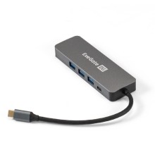 Exegate EX293984RUS Док-станция ExeGate DUB-31C/PD/H (кабель-адаптер USB Type-C --> 3xUSB3.0 + PD 60W + HDMI 4K@30Hz, Plug&Play, серый)