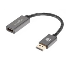 Telecom <TA560> Кабель-переходник DP --> HDMI-F 0.2m , серый металлик, оплетка, 4K@60Hz [7958820049156]