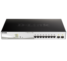 Коммутатор D-Link PROJ Smart  L2 Switch 8х1000Base-T PoE, 2х1000Base-X SFP, PoE Budget 130W, Compact CLI (DGS-1210-10MP/F3A)