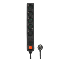 Energenie Сетевой фильтр SPG5-C-5 1.5m 16А черный (сечение 3*1,5 мм)