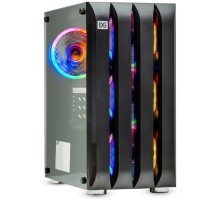 Exegate EX294383RUS Корпус Minitower ExeGate Mistery R3 (mATX, без БП, 2*USB+1*USB3.0, аудио, черный, 4 вент. 12см с RGB подсветкой, боковая панель - закаленное стекло)