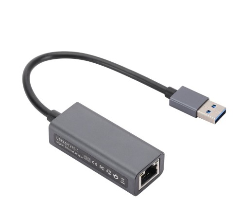 Bion Переходник с кабелем USB A - RJ45, 1000мб/с, алюминиевый корпус, черный [BXP-A-USBA-LAN-1000]