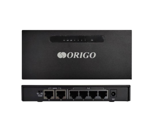 ORIGO OS1206P/A1A Неуправляемый PoE-коммутатор 4x100Base-TX PoE+, 2x100Base-TX, PoE-бюджет 60 Вт, корпус металл