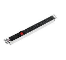ЦМО Блок розеток Rem-16 с выкл., 6 IEC 60320 C19, вход IEC 60320 C20, 16A, алюм., 19" (бывш R-16-6C19-V-440)