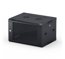 NEOMAX Шкаф телекоммуникационный   настенный 9U (600х450), стеклянная дверь, замок-ключ (3 шт), разборный, цвет черный (1 коробка)[NCB-WM9U-6045GK3-100-BK]