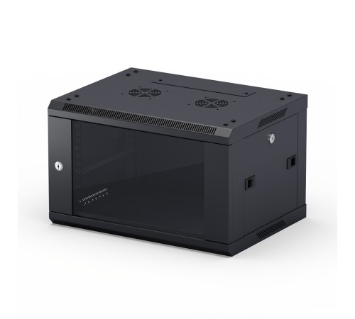 NEOMAX Шкаф телекоммуникационный   настенный 6U (600х450), стеклянная дверь, замок-ключ (3 шт), разборный, цвет черный (1 коробка)[NCB-WM6U-6045GK3-100-BK]