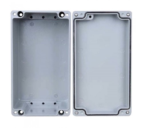 XG387   Корпус ACD  Metal case IP65, 200*120*80mm, металлический, 3 отверстия (28 + 28 + 23мм) с резиновыми заглушками, цвет серебристый, совместим с Raspberry Pi 3B, 3B+, 4, Orange Pi {12}