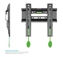 ONKRON BASIC FM1 чёрный {17"-42" Максимальная нагрузка: 30 кг VESA: 75x75, 100x100, 100x200, 200x100, 200x200 мм Вылет от стены: 30 мм Встроенный уровень Система фиксации}
