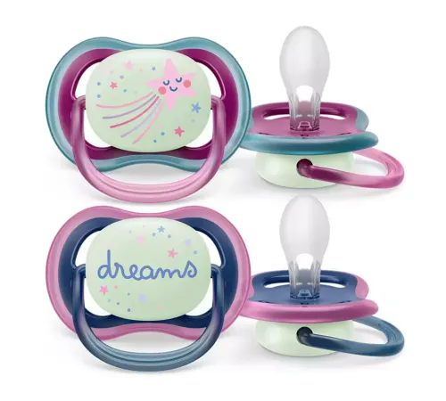 Пустышка ultra air, ночная, звезда/DREAMS, 6-18 мес., 2 шт. Philips Пустышка ultra air, ночная, звезда/DREAMS, 6-18 мес., 2 шт. (SCF376/14)