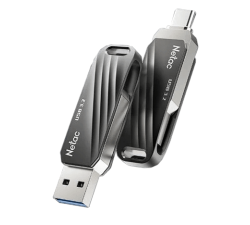 Флеш-накопитель Netac US11 USB 3.0 + Type C 128GB black/silver