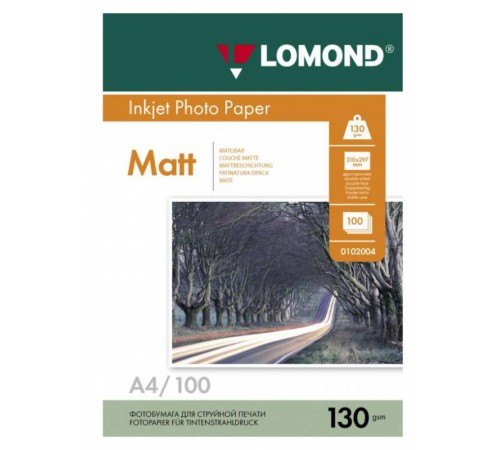 Фотобумага Lomond 0102004 A4/130г/м2/100л./белый матовое/матовое для струйной печати