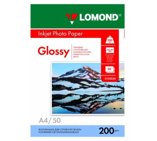Фотобумага Lomond 0102020 A4/200г/м2/50л./белый глянцевое для струйной печати Фотобумага Lomond 0102020 A4/200г/м2/50л./белый глянцевое для струйной печати