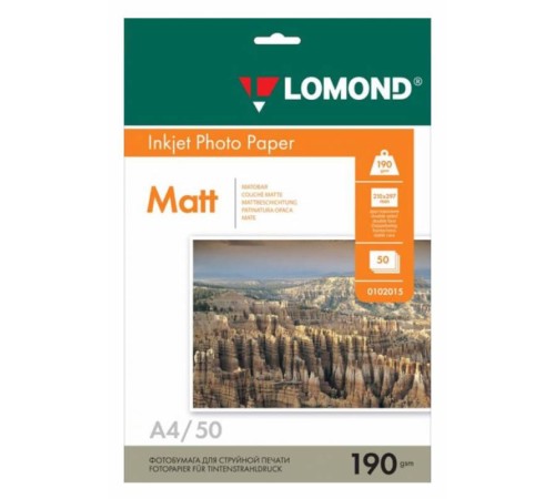 Фотобумага Lomond 0102015 A4/190г/м2/50л./белый матовое для струйной печати