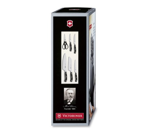 Набор ножей кухон. Victorinox Grand Maitre Cutlery Block (7.7243.6) компл.:6шт с подставкой черный подар.коробка Набор ножей кухон. Victorinox Grand Maitre Cutlery Block (7.7243.6) компл.:6шт с подставкой черный подар.коробка