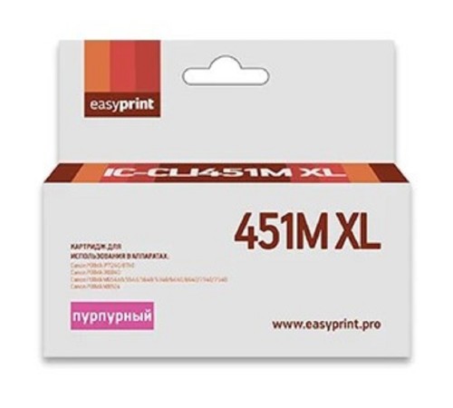 Easyprint CLI-451M XL Картридж IC-CLI451M XL для Canon PIXMA iP7240/MG5440/6340, пурпурный, с чипом Easyprint CLI-451M XL Картридж IC-CLI451M XL для Canon PIXMA iP7240/MG5440/6340, пурпурный, с чипом