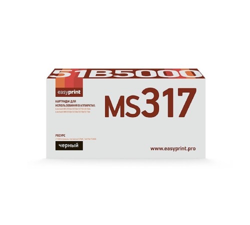 Easyprint 51B5000 Картридж совместимый для Lexmark MS317dn/417dn/517dn/617dn/MX317dn/417de/517de/617de (2500 стр.) чёрный, с чипом Easyprint 51B5000 Картридж совместимый для Lexmark MS317dn/417dn/517dn/617dn/MX317dn/417de/517de/617de (2500 стр.) чёрный, с чипом