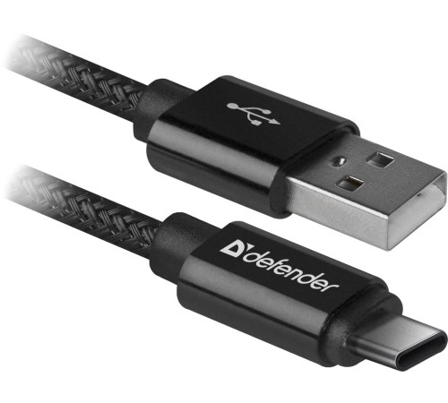 Кабель USB2.0 TO TYPE-C 1M BLACK USB09-03T 87814 DEFENDER Кабель USB2.0 TO TYPE-C 1M BLACK USB09-03T 87814 DEFENDER
