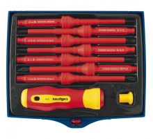 СИБРТЕХ Отвертка со сменными жалами, диэлектрическая до 1000 В, 9 предм., CrV [12938]