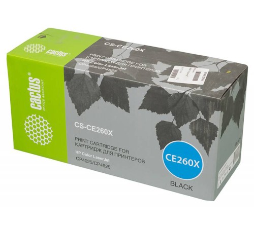 Картридж лазерный Cactus CS-CE260X CE260X черный (17000стр.) для HP LJ CP4525