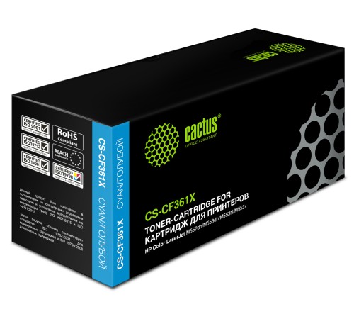 Картридж лазерный Cactus CS-CF361X CF361X голубой (9500стр.) для HP CLJ M552dn/M553dn