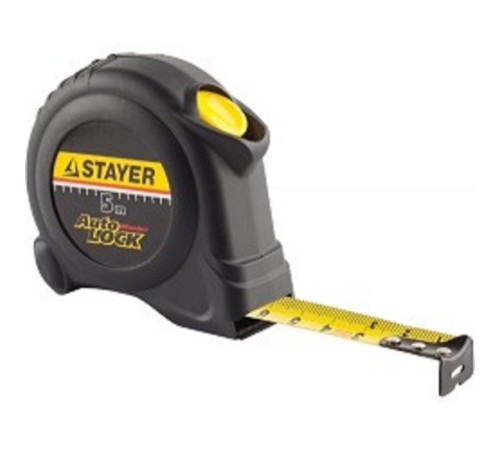 STAYER Рулетка "MASTER" "AUTOLOCK", корпус с резиновым напылением, автостоп, 5мх19мм [2-34126-05-19_z01/2-34126-05-19_z02]