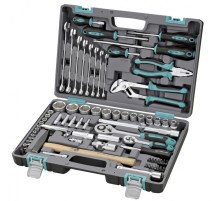 STELS Набор инструментов, 1/2", 1/4", CrV, пластиковый кейс 76 предм. [14104]