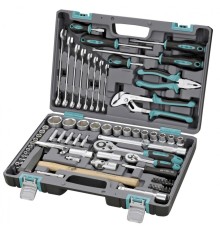 STELS Набор инструментов, 1/2", 1/4", CrV, пластиковый кейс 76 предм. [14104]