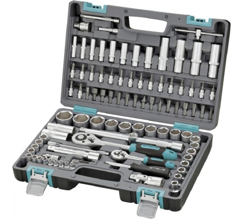 STELS Набор инструментов, 1/2", 1/4", CrV, пластиковый кейс 94 предм. [14106]