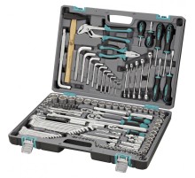 STELS Набор инструментов, 1/2",3/8", 1/4", CrV, пластиковый кейс 142 предм. [14107]