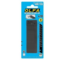 Лезвие OLFA сегментированные BLACK MAX, 9х80х0,38мм, 13 сегментов, 10шт [OL-ABB-10B]