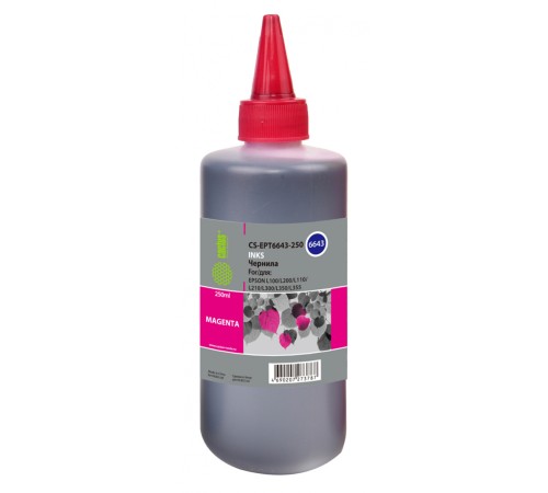 Чернила Cactus CS-EPT6643-250 T6643 пурпурный 250мл для Epson L100/L110/L120/L132/L200/L210/L222/L300/L312/L350/L355/L362/L366/L456/L550/L555/L566/L1300