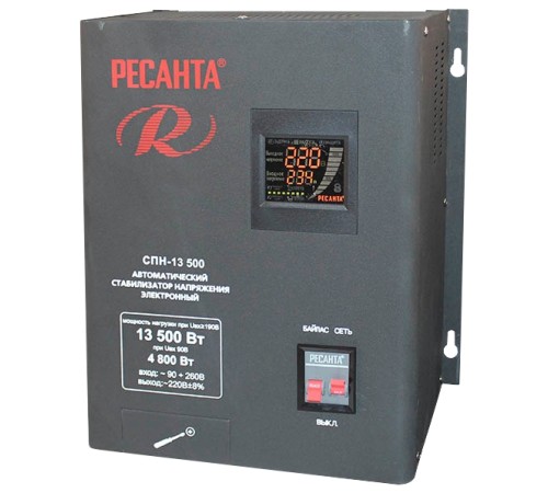 Стабилизатор напряжения Ресанта СПН-13500 электронный однофазный серый Стабилизатор напряжения Ресанта СПН-13500 электронный однофазный серый